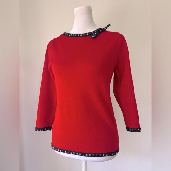Vintage Y2K Heirloom Collectibles Red & Black 3/4 Sleeve Pullover Sweater - Picture 2 of 6
